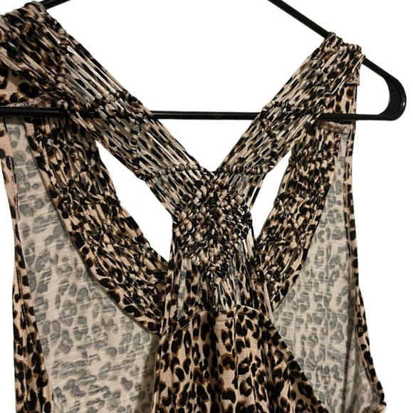Maurices NWT Leopard Print Macrame Back Sleeveless V Neck Tank Top Size Large - Picture 3 of 4